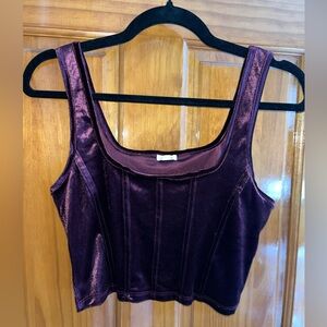 Garage Deep Purple Velvet Crop Top